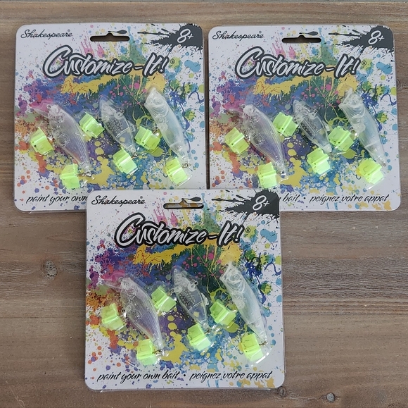 π¨ Shakespeare Customize-It Bait Kit β 3 Sets β Paint-Your-Own Fishing Lures - Picture 1 of 10
